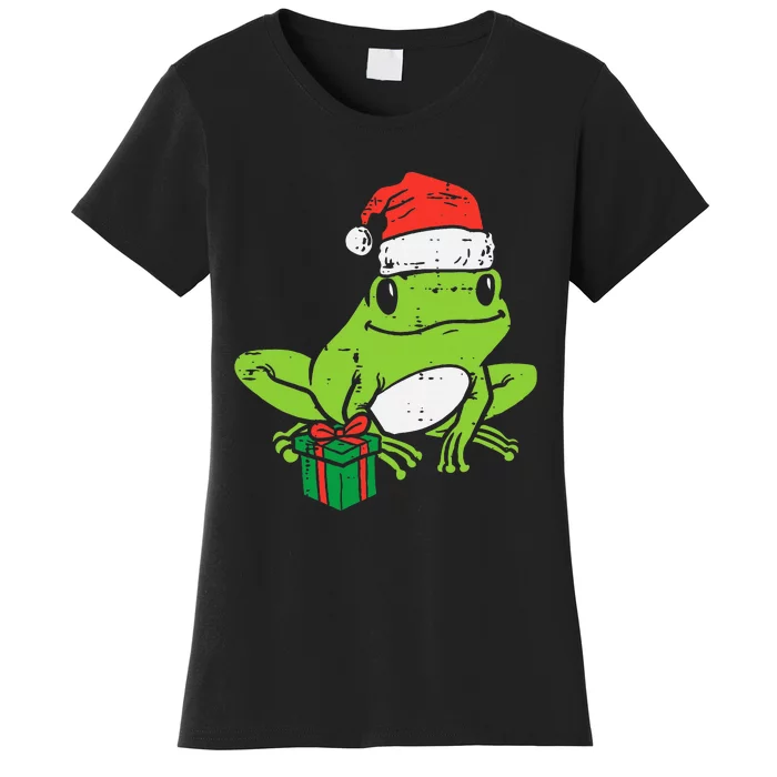 retro Frog Santa Funny Animal Christmas Women's T-Shirt