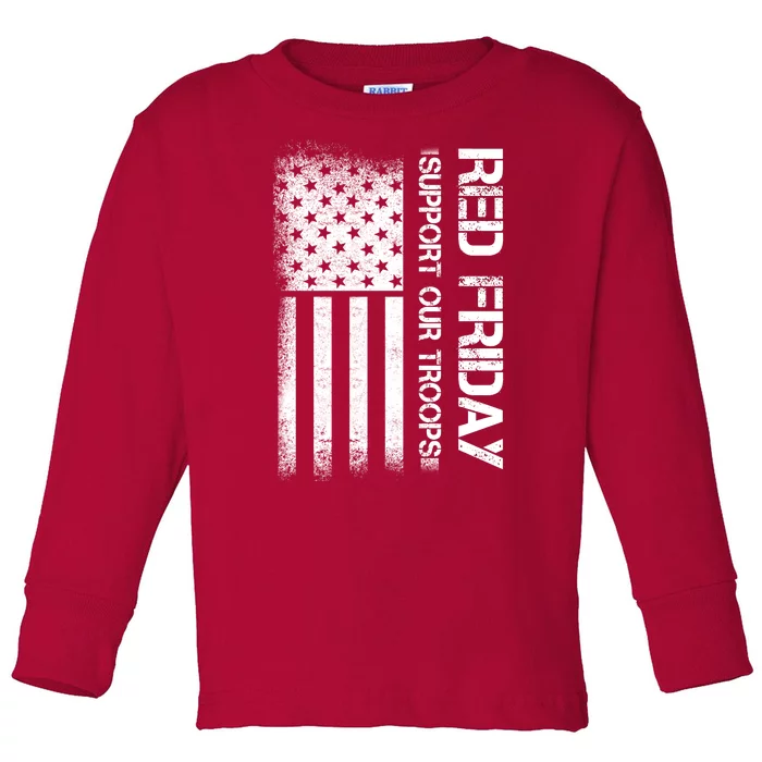 Red Friday Support Our Troops Veterans Tribute Toddler Long Sleeve Shirt