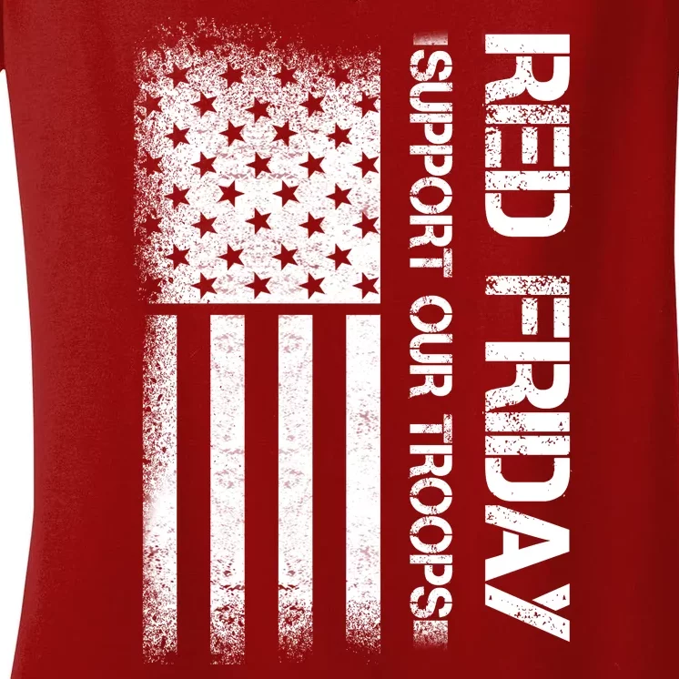 Red Friday Support Our Troops Veterans Tribute Women's V-Neck T-Shirt