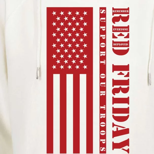 RED Friday Support Our Troops Remember Everyone Deployed Womens Funnel Neck Pullover Hood