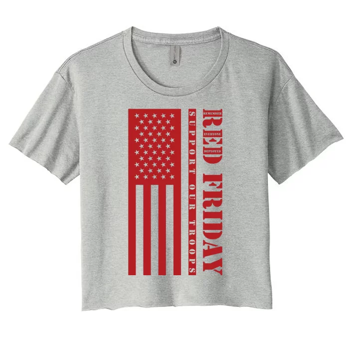 RED Friday Support Our Troops Remember Everyone Deployed Women's Crop Top Tee