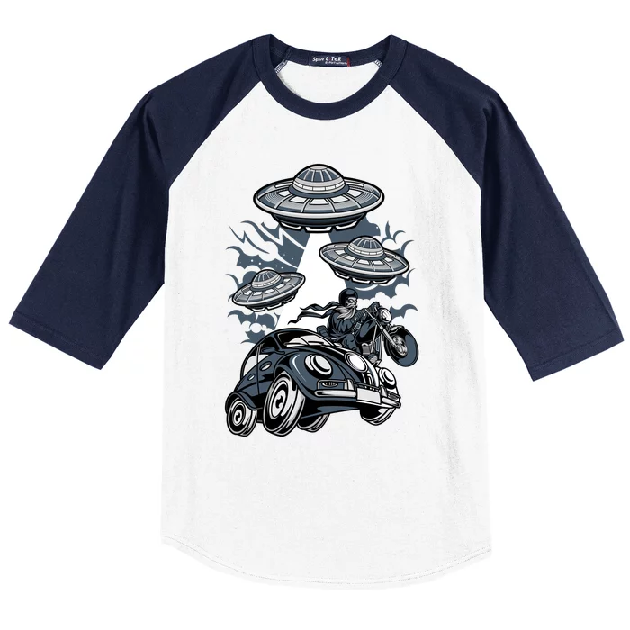 Retro Fantasy Space Baseball Sleeve Shirt