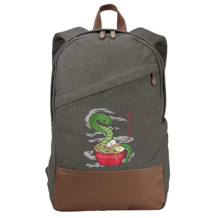 Ramen Funny Snake Japanese Food Kawaii Japan Soup Cotton Canvas Backpack