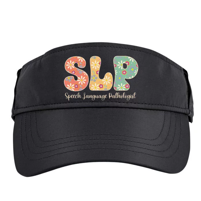 Retro Floral Slp Speech Language Pathologist Speech Therapy Adult Drive Performance Visor