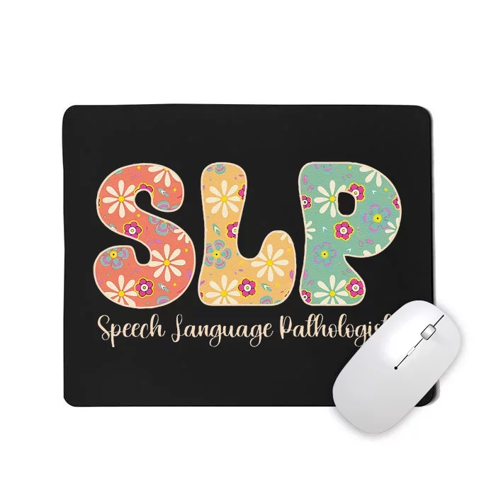 Retro Floral Slp Speech Language Pathologist Speech Therapy Mousepad