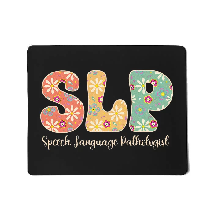 Retro Floral Slp Speech Language Pathologist Speech Therapy Mousepad