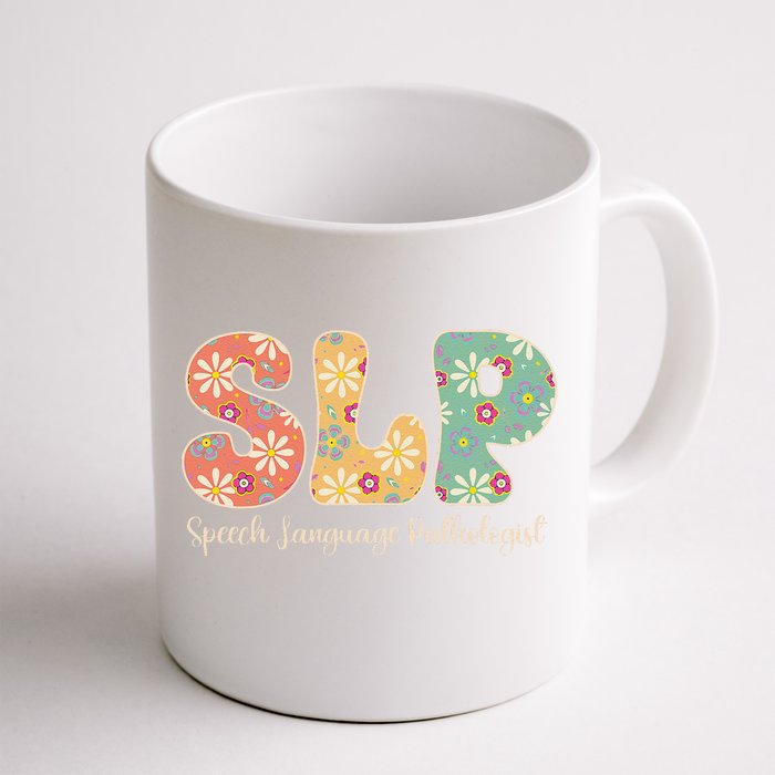 Retro Floral Slp Speech Language Pathologist Speech Therapy Front & Back Coffee Mug