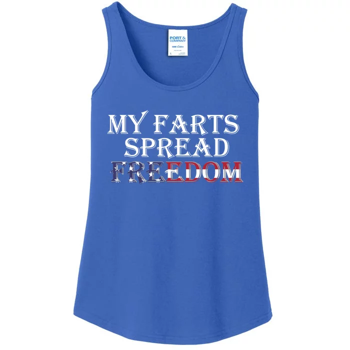 Redneck Farts Spread Freedom Country Joke Usa Flag Humor Gift Ladies Essential Tank