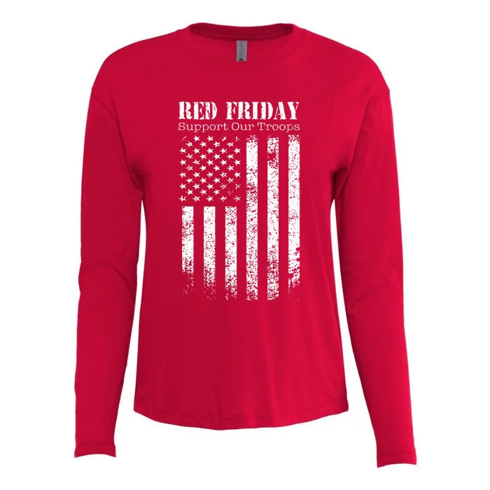 Red Friday Support Our Troops Military Memorial Day Womens Cotton Relaxed Long Sleeve T-Shirt