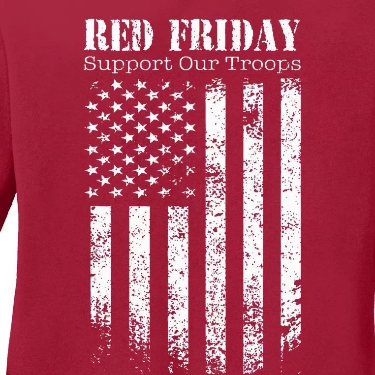 Red Friday Support Our Troops Military Memorial Day Ladies Long Sleeve Shirt