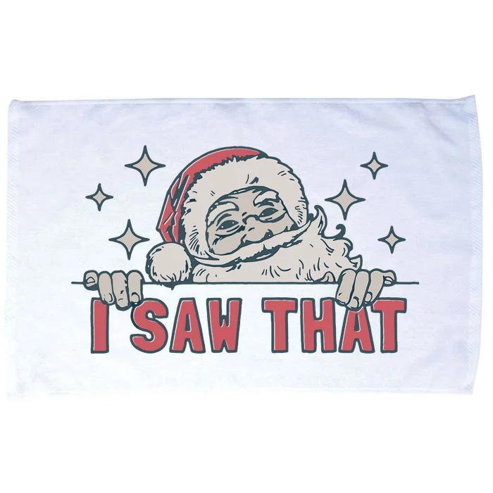 Retro Funny Santa Claus Christmas I Saw That Holiday Xmas Microfiber Hand Towel