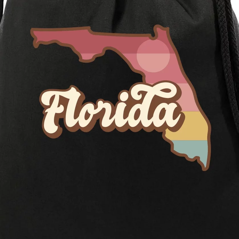 Retro Florida Sunset Drawstring Bag