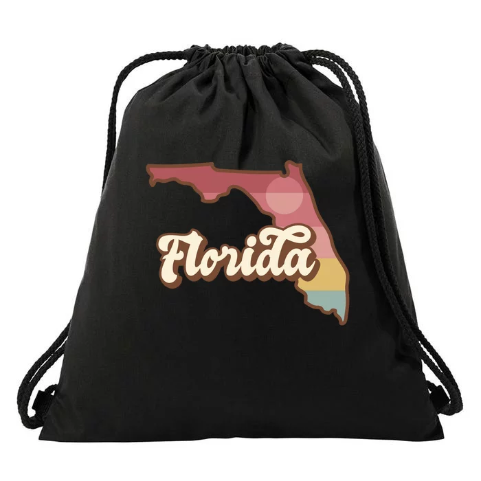 Retro Florida Sunset Drawstring Bag