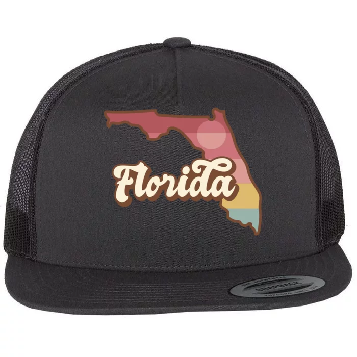 Retro Florida Sunset Flat Bill Trucker Hat