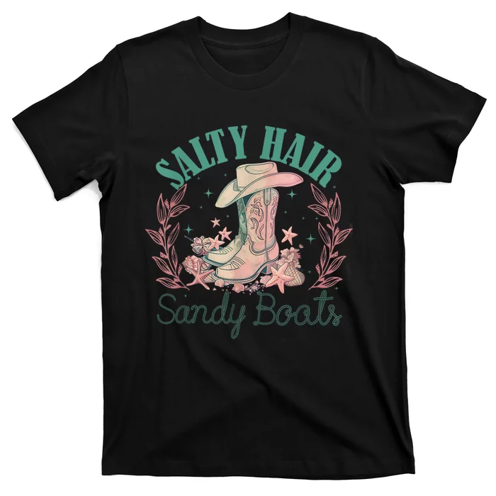 Retro Funny Salty Hair Sandy Boots Cowgirl Western Summer T-Shirt