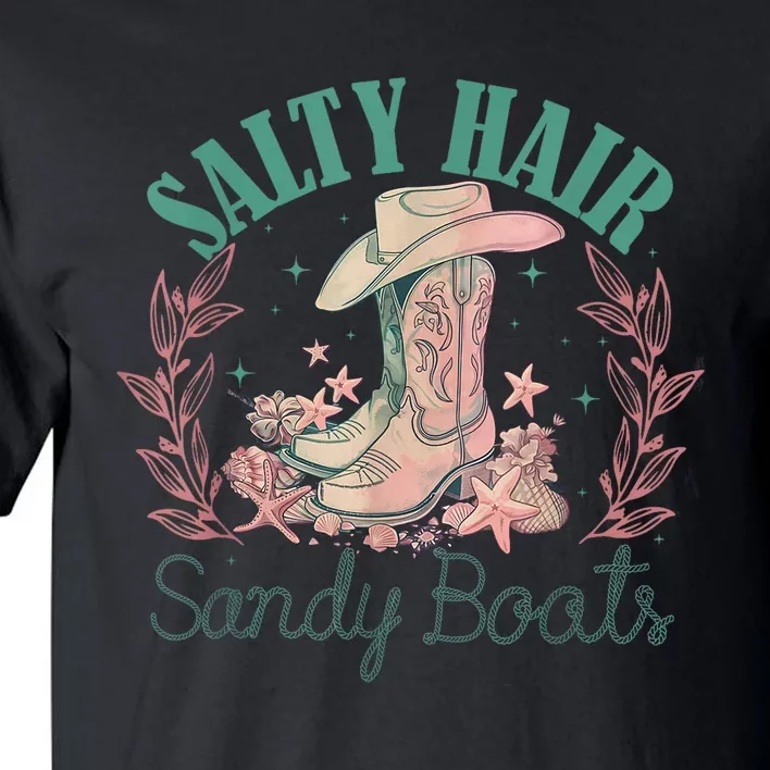 Retro Funny Salty Hair Sandy Boots Cowgirl Western Summer Tall T-Shirt