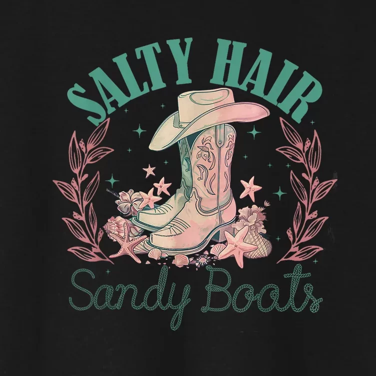 Retro Funny Salty Hair Sandy Boots Cowgirl Western Summer Women's Crop Top Tee