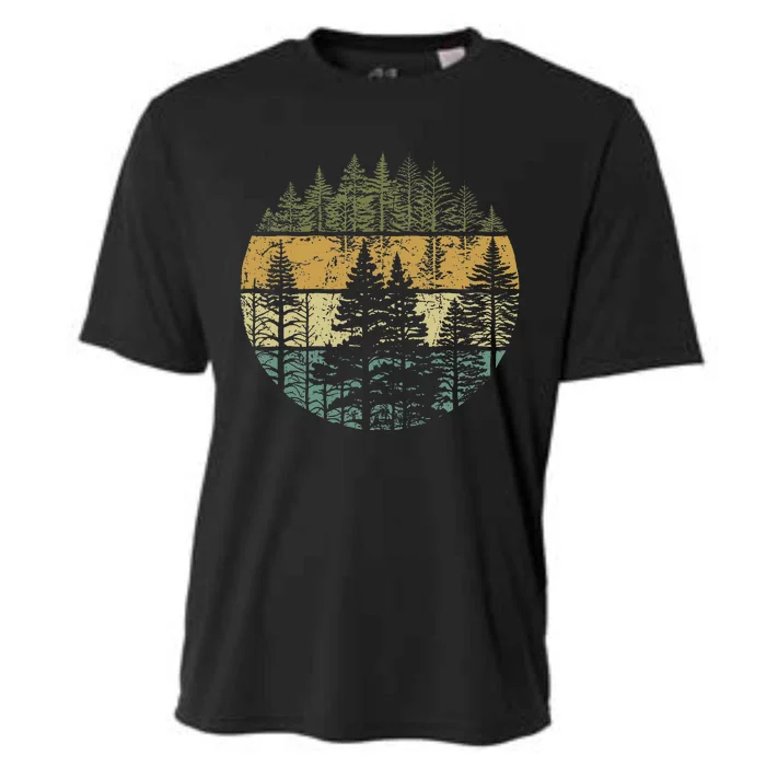 Retro Forest Trees Outdoors Nature Cooling Performance Crew T-Shirt