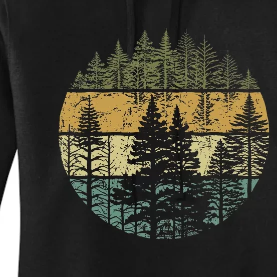 Retro Forest Trees Outdoors Nature Women's Pullover Hoodie