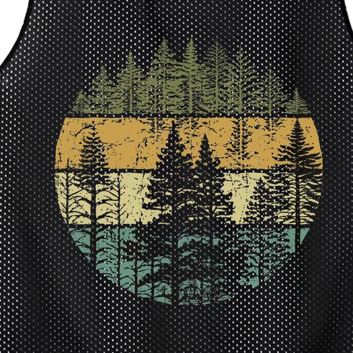 Retro Forest Trees Outdoors Nature Mesh Reversible Basketball Jersey Tank