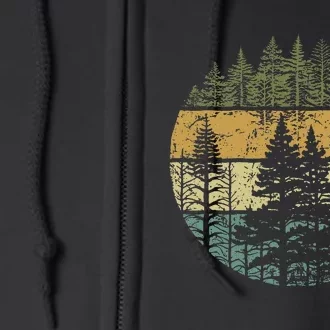 Retro Forest Trees Outdoors Nature Full Zip Hoodie