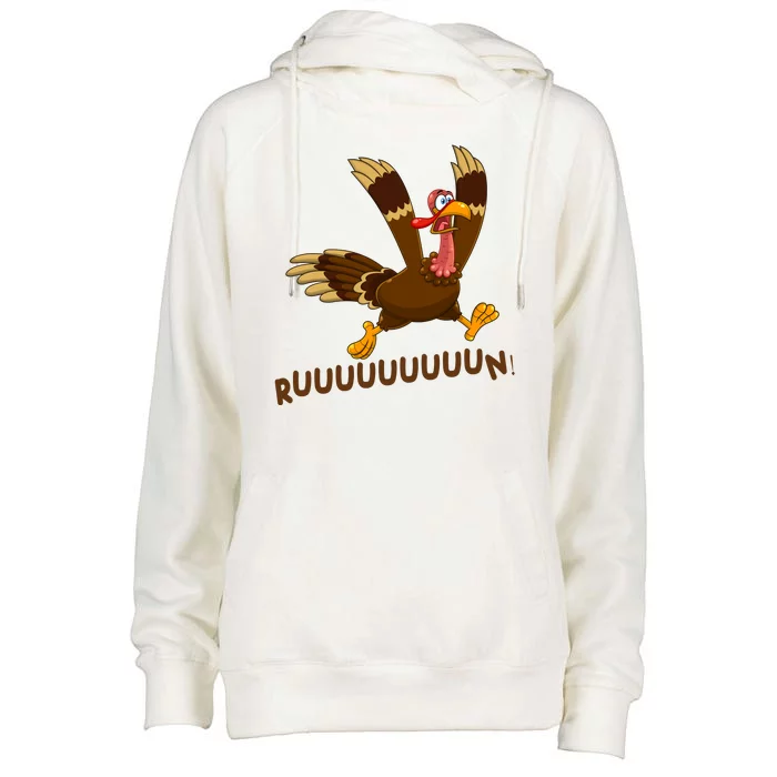 Run Funny Thanksgiving Turkey Womens Funnel Neck Pullover Hood