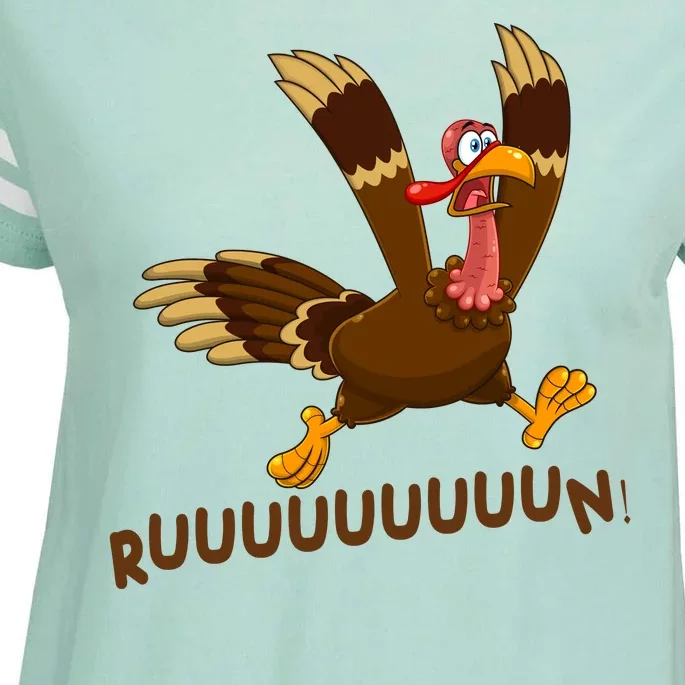 Run Funny Thanksgiving Turkey Enza Ladies Jersey Football T-Shirt