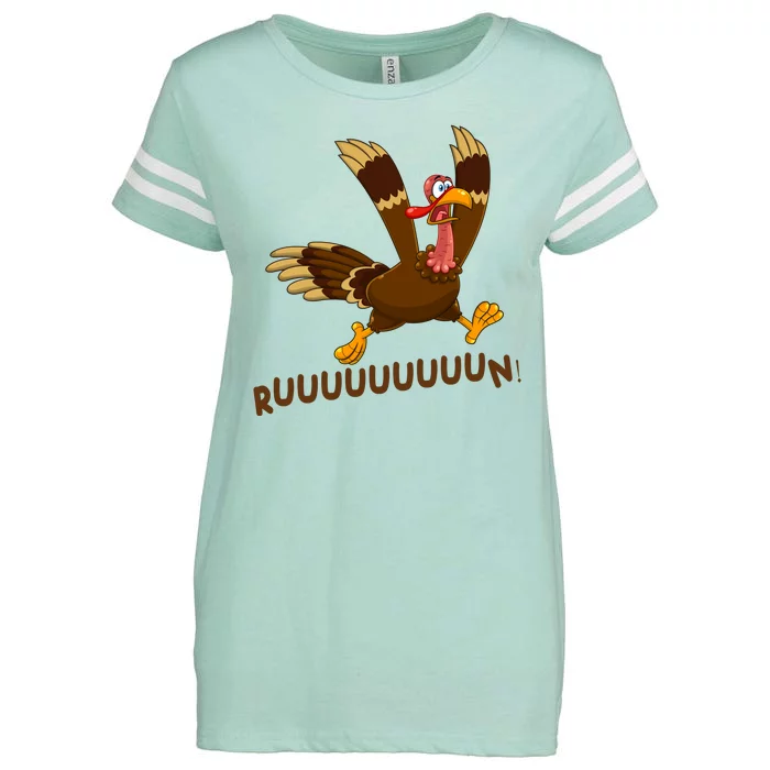 Run Funny Thanksgiving Turkey Enza Ladies Jersey Football T-Shirt