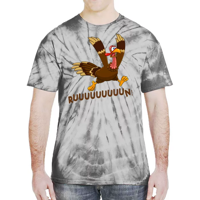 Run Funny Thanksgiving Turkey Tie-Dye T-Shirt