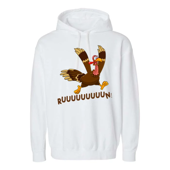 Run Funny Thanksgiving Turkey Garment-Dyed Fleece Hoodie