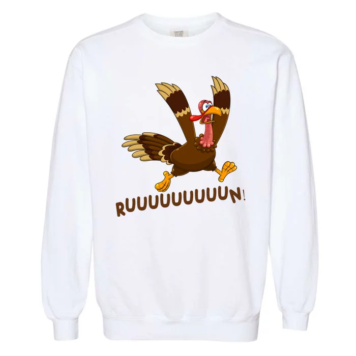 Run Funny Thanksgiving Turkey Garment-Dyed Sweatshirt