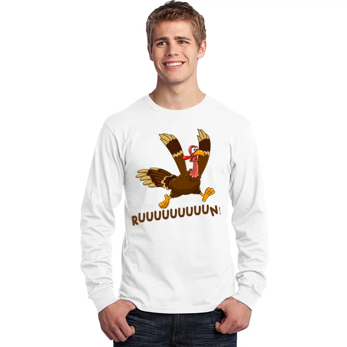 Run Funny Thanksgiving Turkey Long Sleeve Shirt