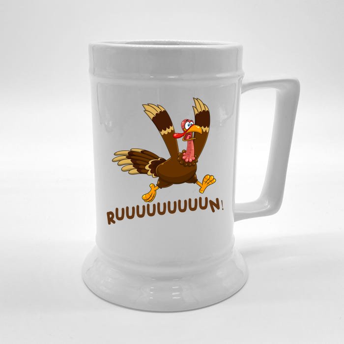 Run Funny Thanksgiving Turkey Front & Back Beer Stein