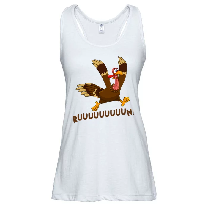 Run Funny Thanksgiving Turkey Ladies Essential Flowy Tank