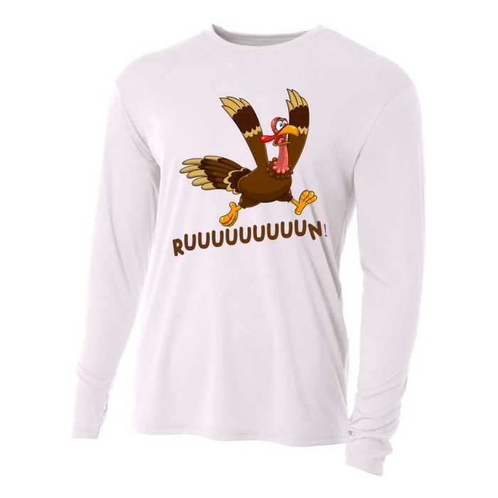 Run Funny Thanksgiving Turkey Cooling Performance Long Sleeve Crew