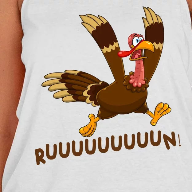 Run Funny Thanksgiving Turkey Women's Knotted Racerback Tank