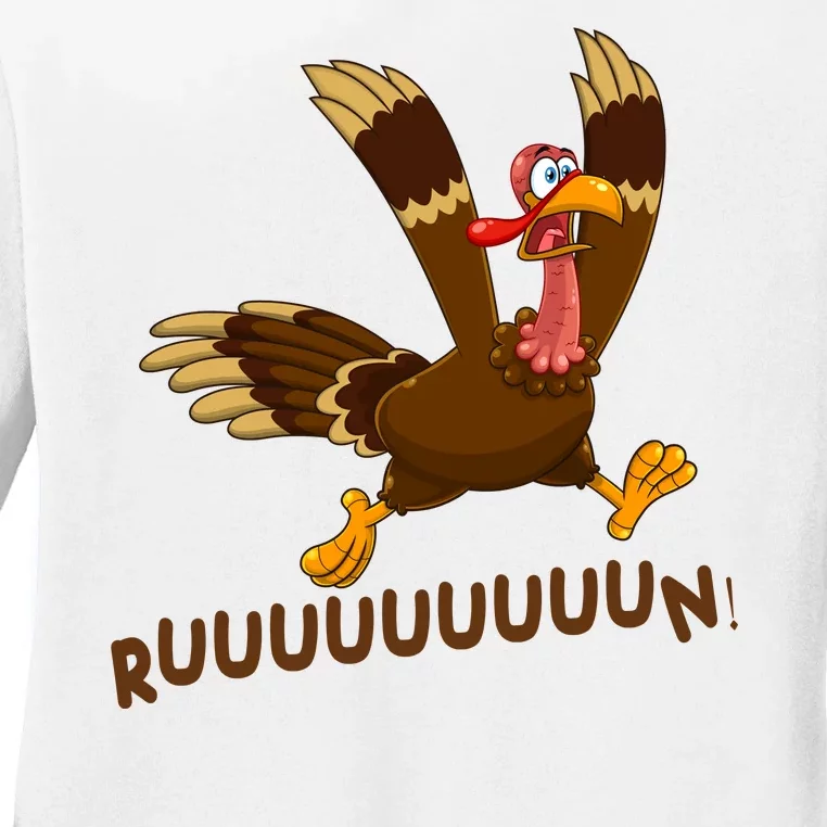 Run Funny Thanksgiving Turkey Ladies Long Sleeve Shirt