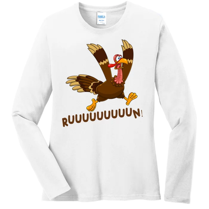 Run Funny Thanksgiving Turkey Ladies Long Sleeve Shirt