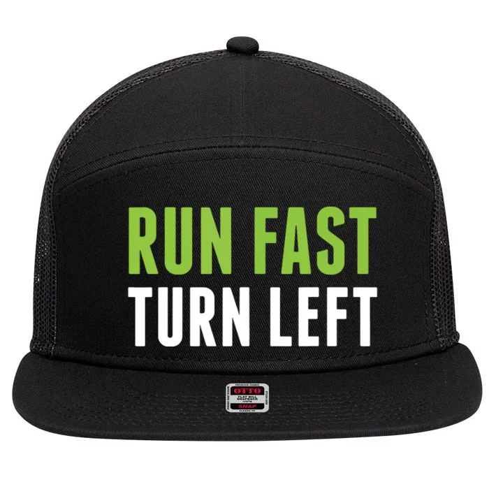 Run Fast Turn Left Track And Field 7 Panel Mesh Trucker Snapback Hat