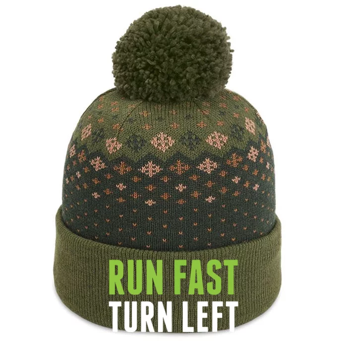 Run Fast Turn Left Track And Field The Baniff Cuffed Pom Beanie