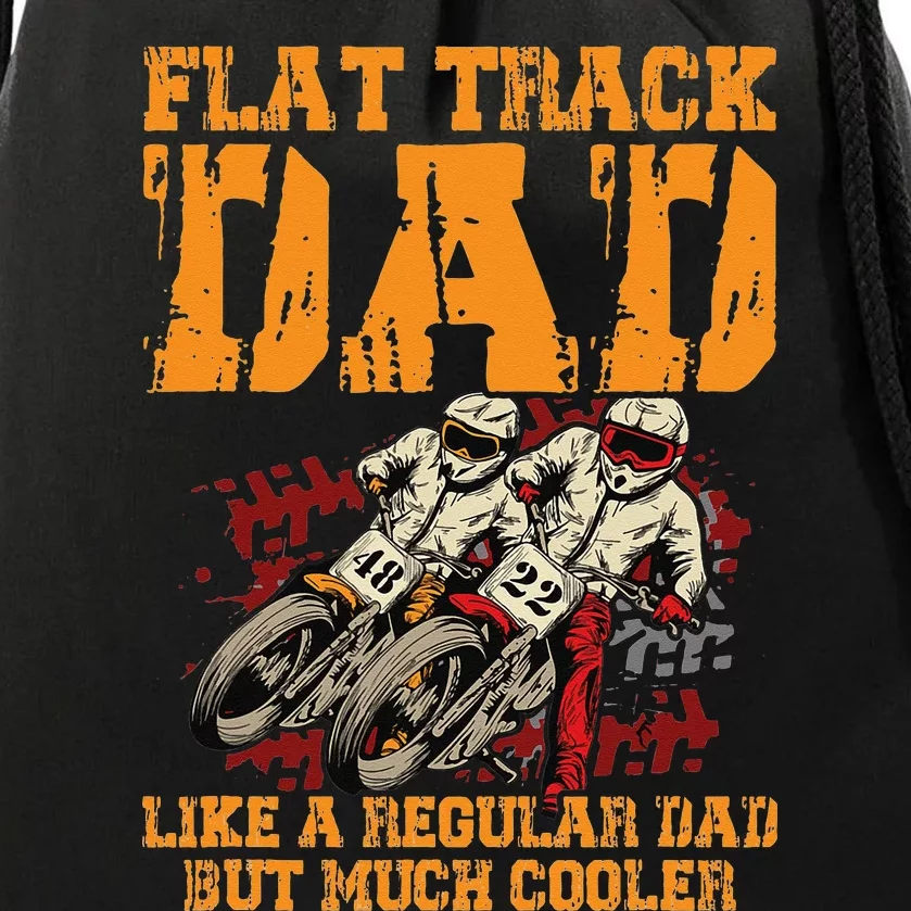 Racing Flat Track Motorcycle Design for a Flat Track Dad Drawstring Bag