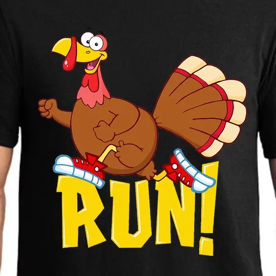 Run! Funny Thanksgiving Running 5k Race Turkey Trot Pajama Set