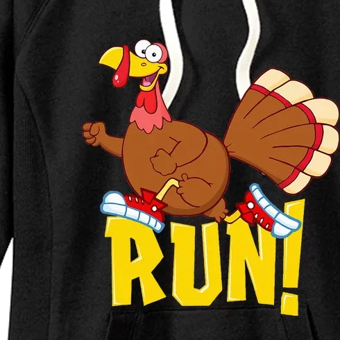 Run! Funny Thanksgiving Running 5k Race Turkey Trot Women's Fleece Hoodie