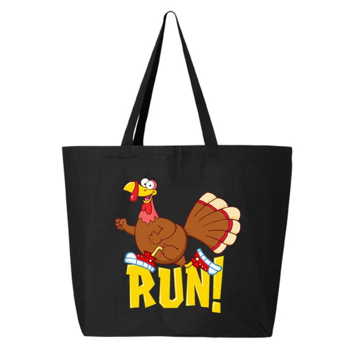 Run! Funny Thanksgiving Running 5k Race Turkey Trot 25L Jumbo Tote