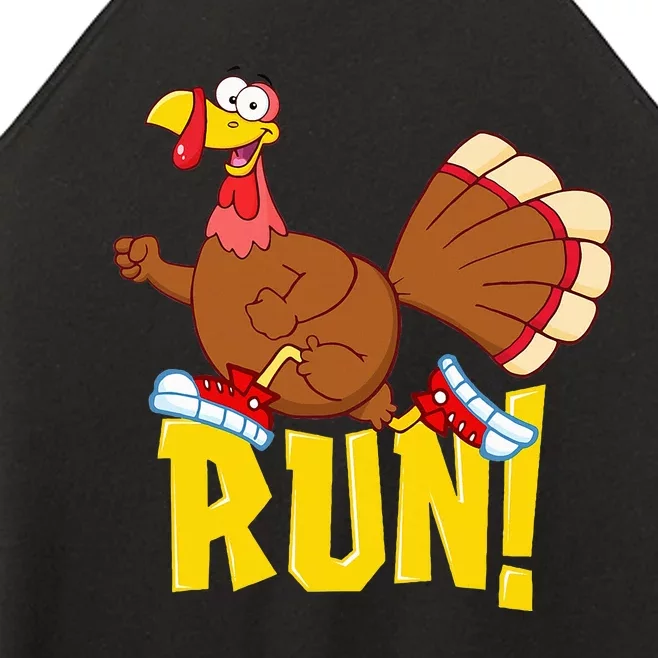 Run! Funny Thanksgiving Running 5k Race Turkey Trot Women’s Perfect Tri Rocker Tank