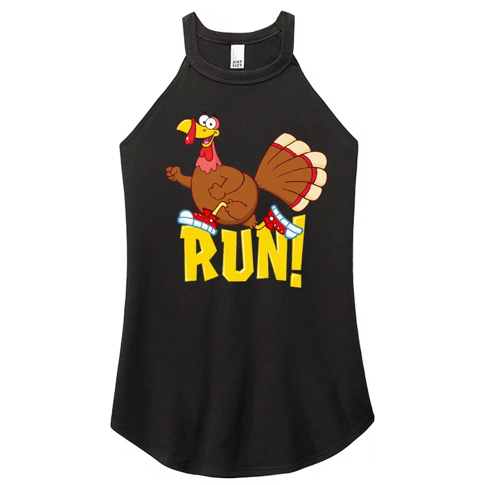 Run! Funny Thanksgiving Running 5k Race Turkey Trot Women’s Perfect Tri Rocker Tank