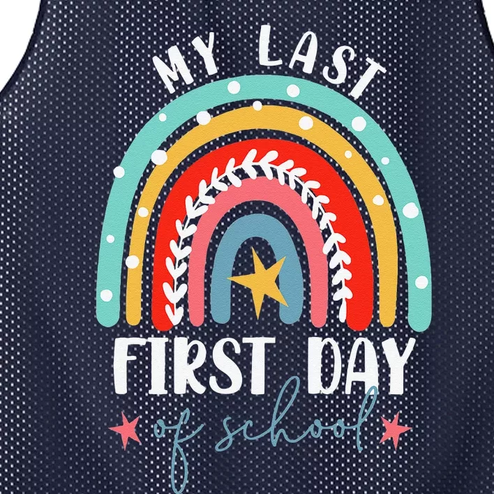 Retired Funny Teacher Retirement My Last First Day Of School Mesh Reversible Basketball Jersey Tank