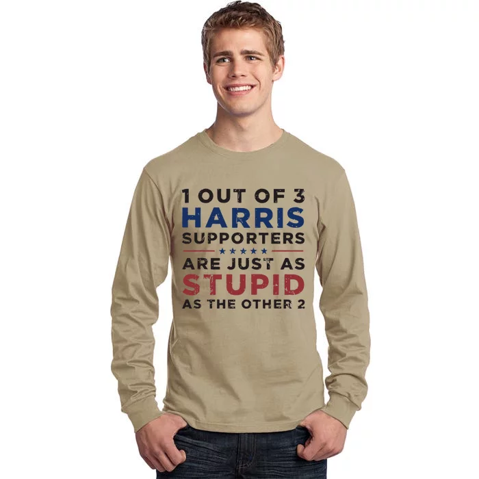 Retro Funny Trump 1 Out Of 3 Kamala Harris Supporters Tall Long Sleeve T-Shirt