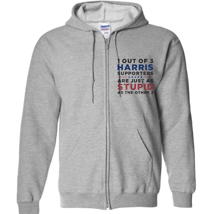 Retro Funny Trump 1 Out Of 3 Kamala Harris Supporters Full Zip Hoodie