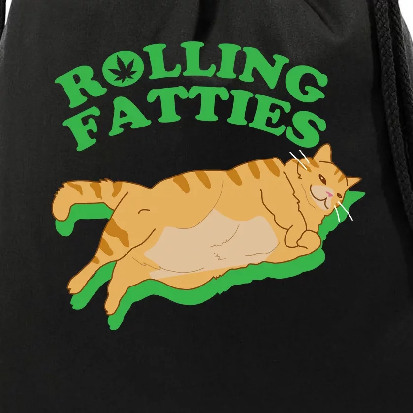 Rolling Fatties: The Purrfect Blend Of Cannabis And Cat Humor Drawstring Bag